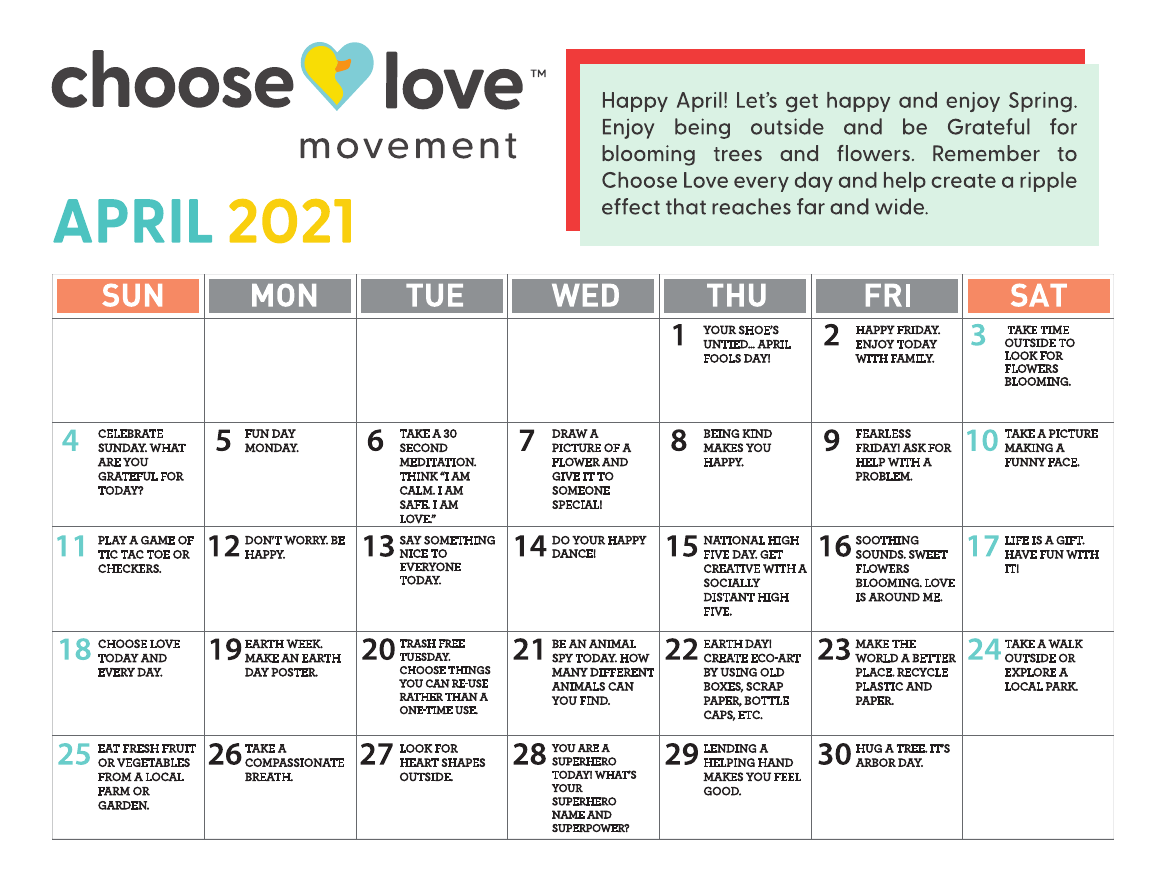 april 2021 calendar