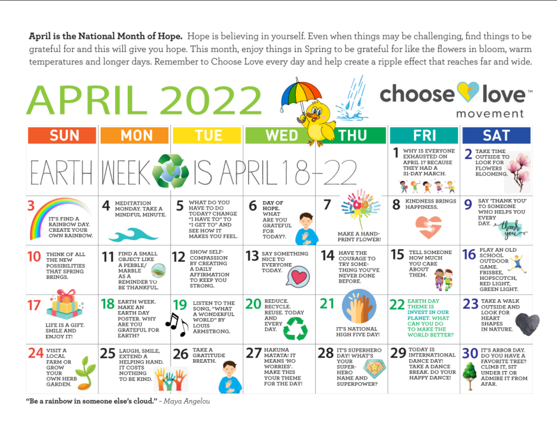 April 2022 Calendar