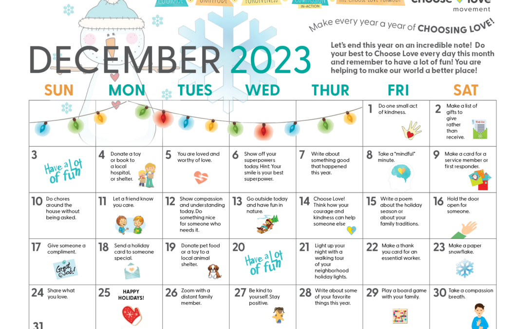 Choose Love December 2023 Calendar