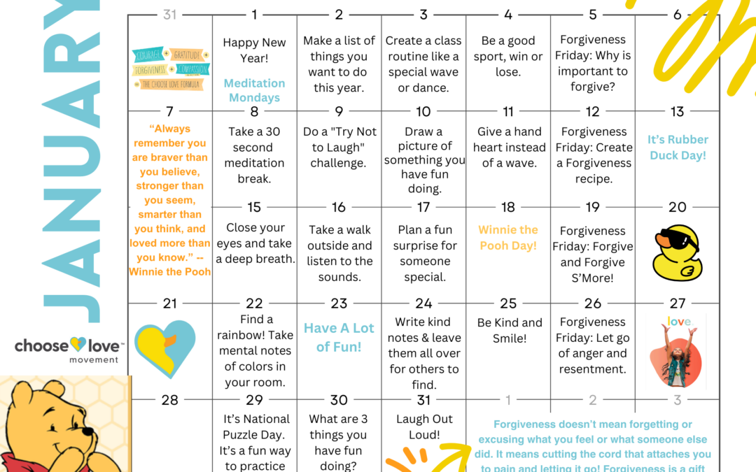 Choose Love January 2024 Calendar
